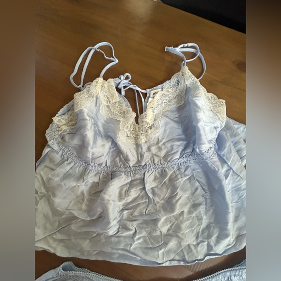 NWT Aerie Light Blue Lace Trim Sleepwear Set - Picture 2 of 12